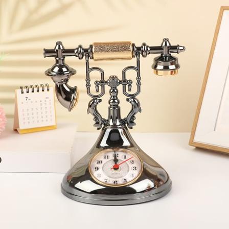 IC Retro Telefonmodell Vekkerklokke Kreativ Tidtaker Skrivebord T Svart