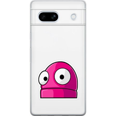 Kompatibelt Mobilskal till Google Google Pixel 7a Rosa tecknad figur med stora ögon i lekfull och humoristisk stil