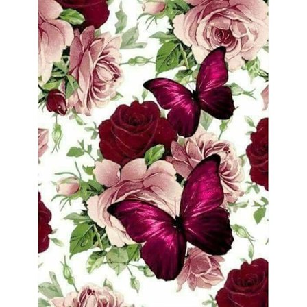 30*40cm, 5D diamantmaleri-sæt, rød sommerfugl