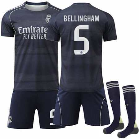 Real Madrid 2025-2026 Udebanetrøje Fodboldtrøje Nr. 5 Bellingham[JUN]
