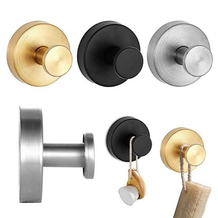 304 Rostfritt Stål Krok Badrum Toalett Klädkrok Kök Väggkrok (Svart 1 st)