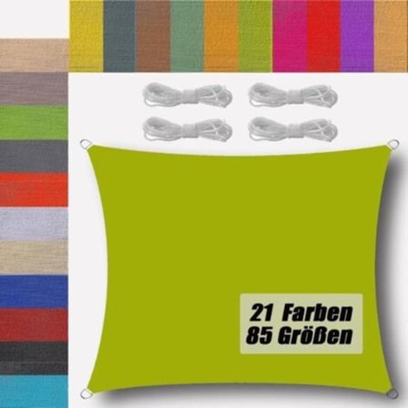 2x2m Skyggeseil for Terrasse Vanntett 185g/m2 HDPE Stoff Åpent Skyggeseil for Terrasse Hage Utendørs Terrasse Camping Gul-Grønn Rektangulær/NC/