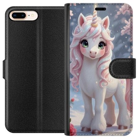 Kompatibel Tegnebogsetui til Apple iPhone 7 Plus Minimalistisk glitchtypografi med teksten cute but psycho i neonlignende farveeffekt