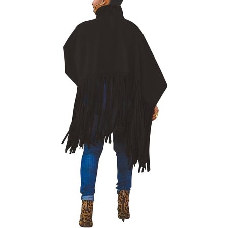 NRTHYE Dame høyhalset langermet frynsetopp Plus Size Dusk-XL