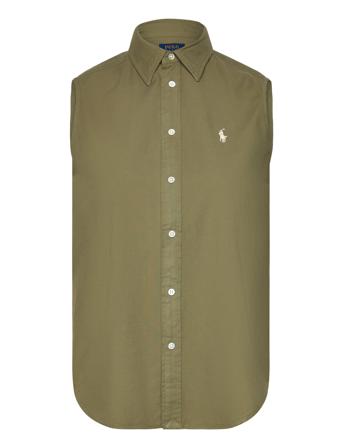 Cotton Oxford Sleeveless Shirt Polo Ralph Lauren Khaki Green