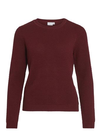 Vidalo O-Neck L/S Knit Top- Noos Vila Burgundy