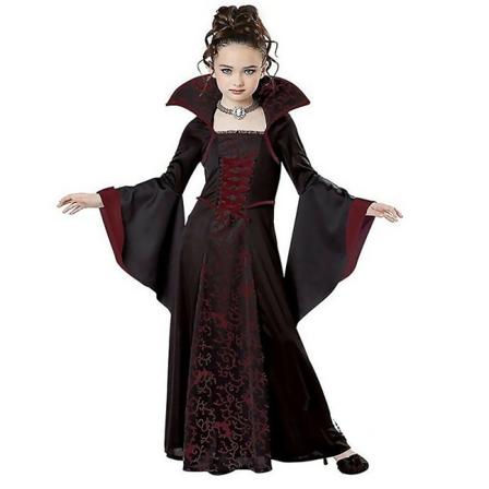 4-9 år Barn Royal Vampire Cosplay-kostyme Middelaldersk viktoriansk vampyrinne Queen Witch Halloween Party Fancy Dress Gaver-Vinrød 6-7Years