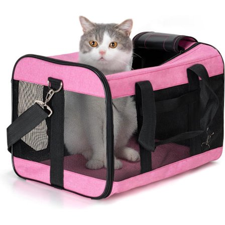 Rejsebur til kæledyr Blød sidet kæledyrsrejsebur til katte, små hunde, killinger eller hvalpe, sammenklappelig, holdbar, rejsevenlig