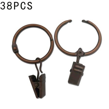 38-pack öppningsbara gardinringar i metall med klämmor, 1,22 tum innerdiameter röd koppar