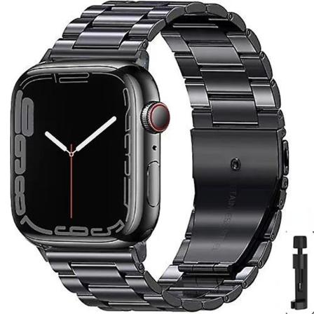 Metallrem f r Apple Watch Ultra 49 mm 8 7 45 mm 41 mm Smart Watch Armband i rostfritt st l f r Iwatch 6 5 4 3 Se 44 mm 42 mm 40 mm Svart och verktyg 