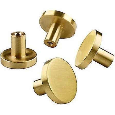 4 stk. Massiv Messing Runde Enkelt Hull Små Håndtak Messing Knapper