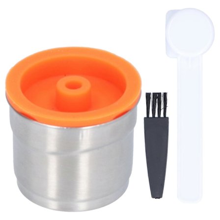 Genanvendelig Kaffekapsel Skal Rustfrit Stål Kapsel Filter Kop til Illy Kaffemaskine Tilbehør (Enkelt Kapsel Ske Børste)