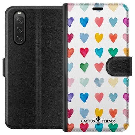 Yhteensopiva Lompakkokotelo Sony Sony Xperia 10 V Cactus and Friends - Watercolor Love Grid