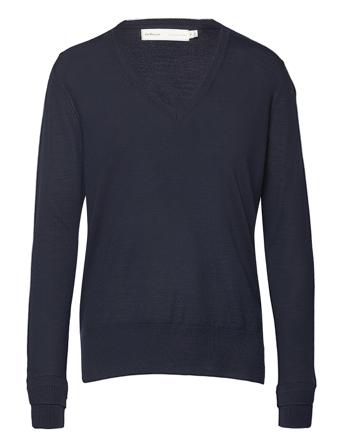 Nora V-Neck Pullover Pullover Striktrøje Blå InWear
