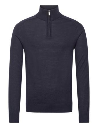 Bs Pelle Regular Fit Knitwear Tops Knitwear Half Zip Jumpers Navy Bruun & Stengade