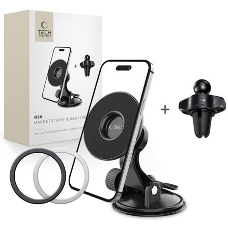 Tech-Protect N50 MagSafe Car Magnetisk telefonhållare för cockpit/luftventilation - Svart