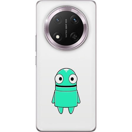 Kompatibelt Mobildeksel til Honor Honor Magic7 Lite Turkise tegneseriefigur med store øyne og en lykkelig personlighet i enkel illustrasjon