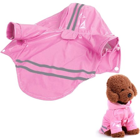 Heijastava raidallinen koiran sadetakki - Koko M - Koiran takki - Vedenpitävä koiran sadetakki - Ulkoilukoiran takki