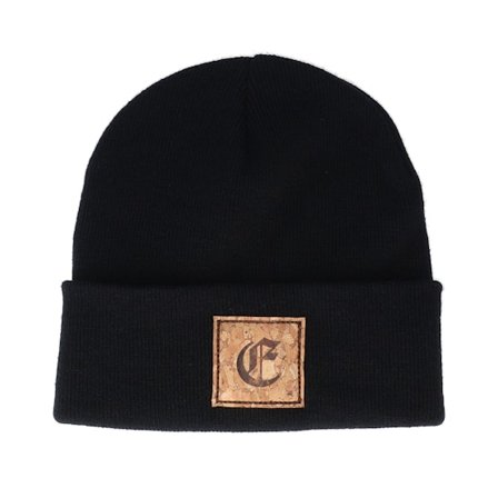 Iconic - Black - cuff - Beanie - E Letter Patch Black Cuff - Hatstore