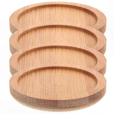 Naturlige bambus brikker, sett med 4 varmebestandige sklisikre drikkebrikker for hjemmet, lett å rengjøre, brun finish (LGL)