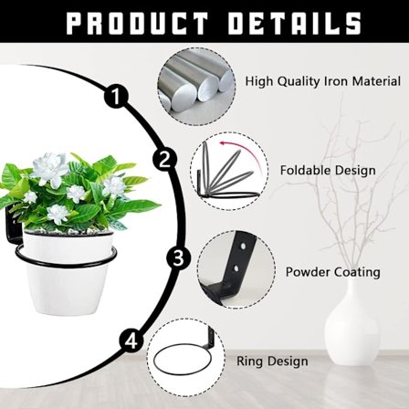 3 stk (Svart, 15 cm) Veggmontert Blomsterpotte Ring Blomsterpotte Su