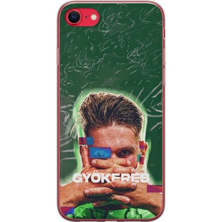 Yhteensopiva Puhelinkuori Apple iPhone SE (2020) Lamine Yamal Barcelonan pelipaidassa, jossa on neonvaloja ja punaisia ja sinisiä salamoita dramaatti