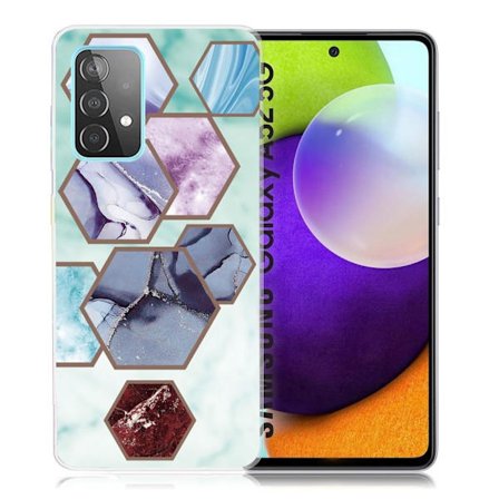 Marble Samsung Galaxy A52 5G Etui - Hexagon Fragments in Sky Blue