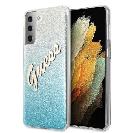Guess GUHCS21MPCUGLSBL S21+ G996 sininen/sininen kova kotelo Glitter Gradient Script