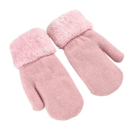 Dame Vintervotter Strikkehansker Varme Fleeceforede Votter Doble Ullstrikkede Hansker