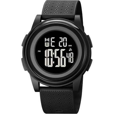 Ultratunn Minimalistisk Sport Vattentät Digital Klocka Herr med Vidvinkeldisplay Gummiband Armbandsur för Män Svart_yux