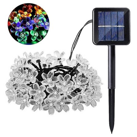 7m Ip65 Vanntett Sakura Fairy Solar 50leds Lyslenke Hagefest Dekor