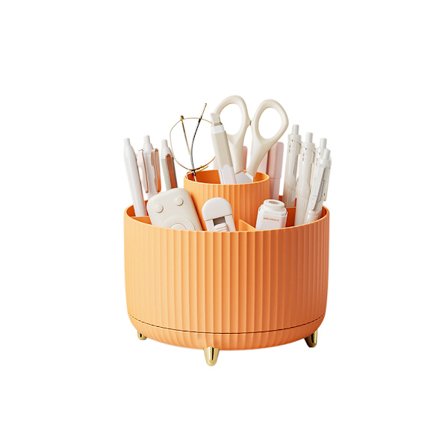 Roterande skrivbordsorganisatör, pennhållare, roterande skrivbordsorganisatör med 5 fack, pennställ för kontor, skola, hem(Endast förvaringslåda)