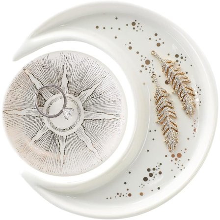 Måne og Sol Ring Skål, Dekorativ Smykkeskål, Fødselsdag Bryllup Mors Dag Jul til Kvinder