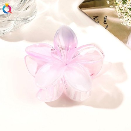 Stor Hårklemme med Blomst Blomsterform Klo Klemmer PINK HVID