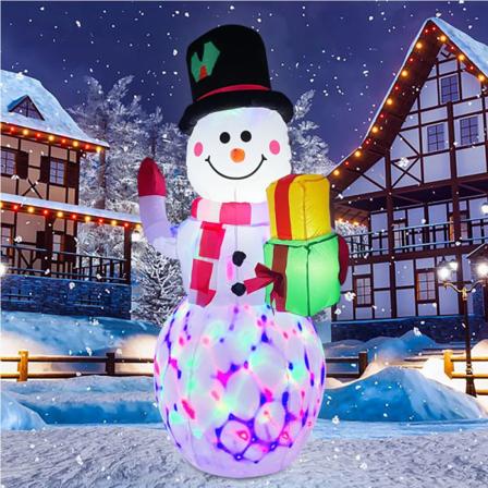 5FT/1,5M uppblåsbar snögubbe Jultomten Utomhusdekorationer LED-fest QM0001-1.5M-1 EU-PLUG