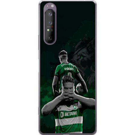 Yhteensopiva Puhelinkuori Sony Xperia 1 II Neonmotiivi, jossa teksti "Gaming is in my DNA" sinisenä ja punaisena tiiliseinällä, jossa loistava DNA-spi