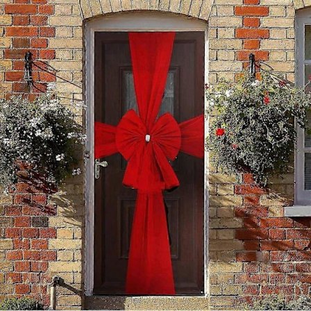 Julebue Dekoration, Julefest Stor Rød Bue, Juledør Bue Dekoration, Julebue til Skabsdør, Buesmykker til Yderdør