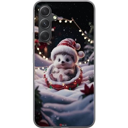 Yhteensopiva Puhelinkuori Samsung Galaxy A55 Söpö joulu siili joulupukki hattu talvi valot kodikas joulu suloinen siili juhlava lumi kuvaileva loma ta