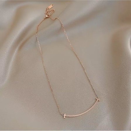 Leendehänge, Böjt Leende Bar Halsband, Elegant Böjd Bar Hänge, Fin Leende Halsband, Minimalistisk Bar Halsband Stor Present Till Kvinnor-roséguld