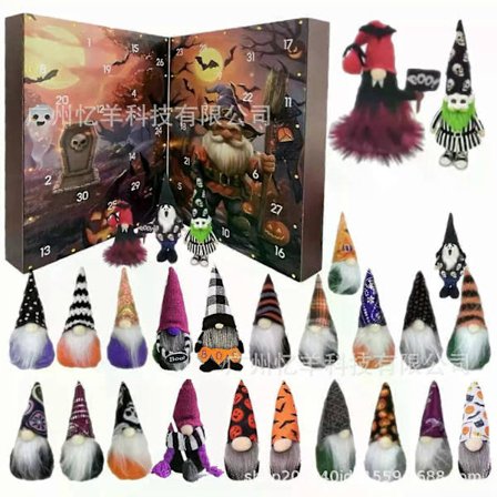 2025 Halloween Tomte Julekalender med Plysjgnomer, 2025 Halloween Nedtællingsjulegave til Børn og Voksne