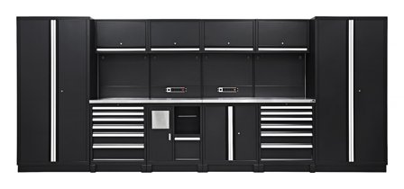 PELA 509665 Verkstadsinredning 4710x573x2000 mm, svart/silver, Garageinredning & förvaring