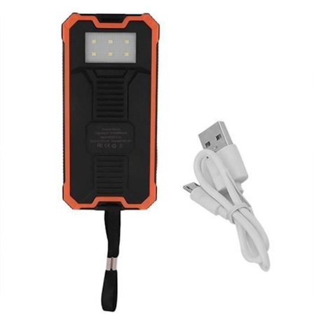 Solenergidriven Powerbank - LUNAVO - 10000mAh - Solcellsladdare - 2 USB-portar - LED-ficklampa