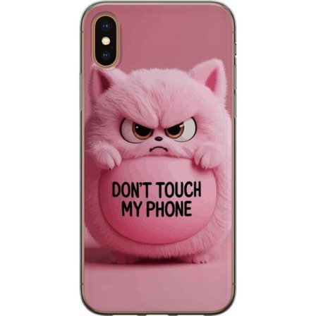Kompatibelt Mobildeksel til Apple Apple iPhone X Sint rosa lodden katt med teksten "Ikke Rør Min Telefon", et humoristisk beskyttelsesmotiv som passe