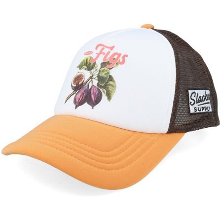 Slacker Supply - Svart trucker Keps - Farm Fresh Figs Foam Chocolate/Amber Vintage Trucker @ Hatstore