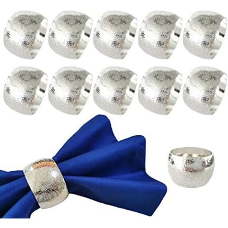 4,6x2,8 cm Sølv Servietringe Sæt af 12, Metal Serviet Holdere til Stofservietter Bryllup Thanksgiving Fest Jul Middag