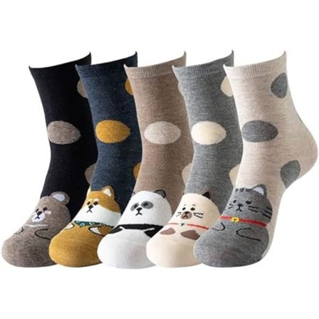 Kattstrumpor för kvinnor Söta djurstrumpor Hund Roliga Nyhetstrumpor Presenter till kvinnor (5 par)