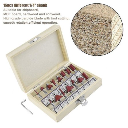 15 stk. Carbide Shank Fræser Sæt 6.35mm.