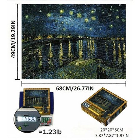 Uudet mallit Aikuisten 1000 palan paperipalapeli Tähtikirkas yö Rhônen yllä Jigsaw Van Gogh kuuluisa maalaus Kodin sisustus Seinänäyttö Isänpäivä 