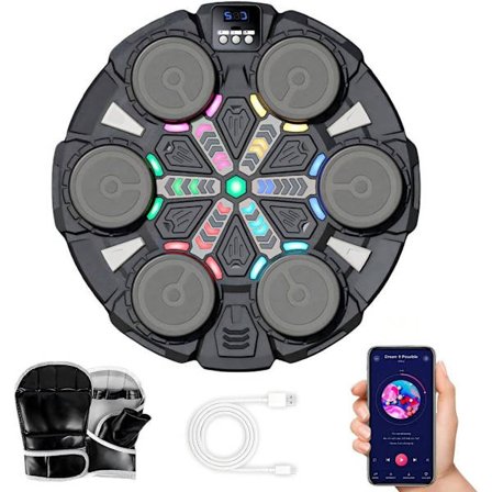 Boksemål med Musikk, Bluetooth & Boksehansker – 4 eller 6 Mål, Trening for Barn & Voksne