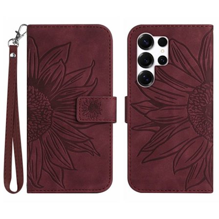 Samsung Galaxy S26 Ultra Plånboksfodral Konstläder - Vinröd